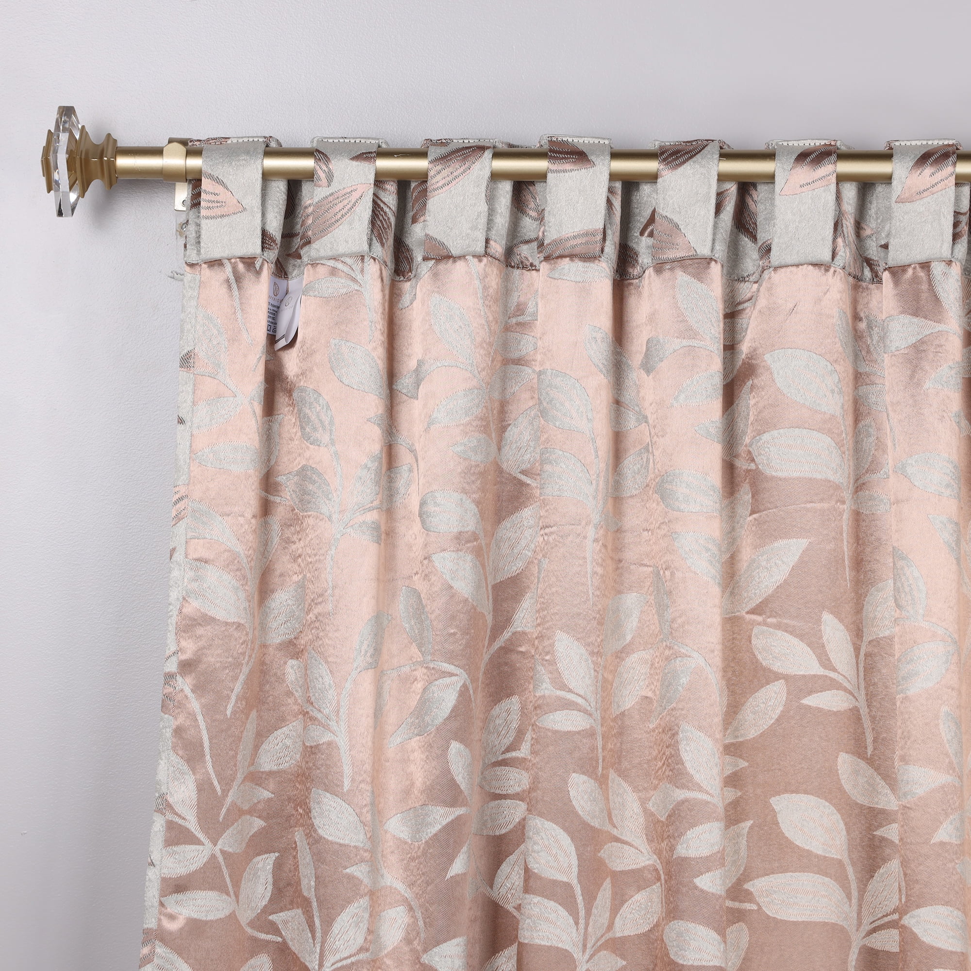 Superior Blackout Leaves Back Tab Curtains Set of 2, Light Filtering Curtain Panel Set, Bronze, 52"W x 96"L