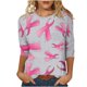 thumbnail image 1 of Camisetas Casuales de las Mujeres Impresas 3/4 Manga Blusa Cuello Redondo Estante de Imitación, Moda Casual Top para las Mujeres, 1 of 5