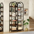 thumbnail image 3 of Tribesigns 6-Tier Open Bookshelf, 78.7" Tall Arched Bookcase Narrow Bookshelf with Metal Frame, Freestanding Corner Bookcase Display Shelves for Living Room, Home Office, Rustic Brown, 3 of 6