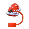 thumbnail image 1 of 10 Protectores de Tapas de Silicona con Forma de Pajita para Vasos de 40 Oz de , Tapas de Silicona con Forma de Gorro Navideño, 1 of 1