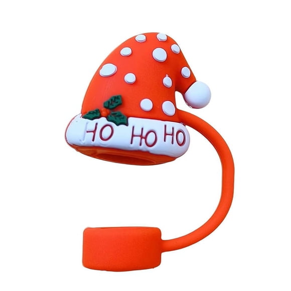 10 Protectores de Tapas de Silicona con Forma de Pajita para Vasos de 40 Oz de , Tapas de Silicona con Forma de Gorro Navideño