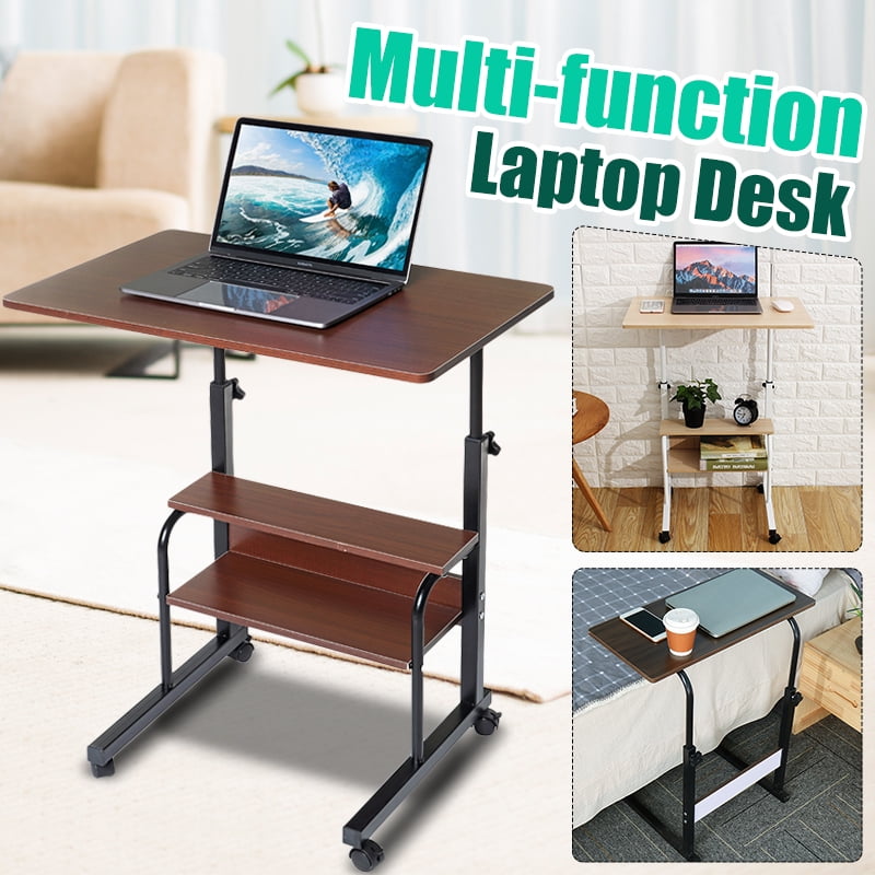 Adjustable Overbed Computer Desk PC Laptop Study Table Workstation & Storage Box 