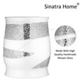 thumbnail image 3 of 2pc Sinatra White Modern Bath Accessories Set Waste Basket & Tissue Box Modern Decorative Beautiful Designs Bathroom Decor Set for Home Luxury Bath Set Mosaic Glass, 3 of 5