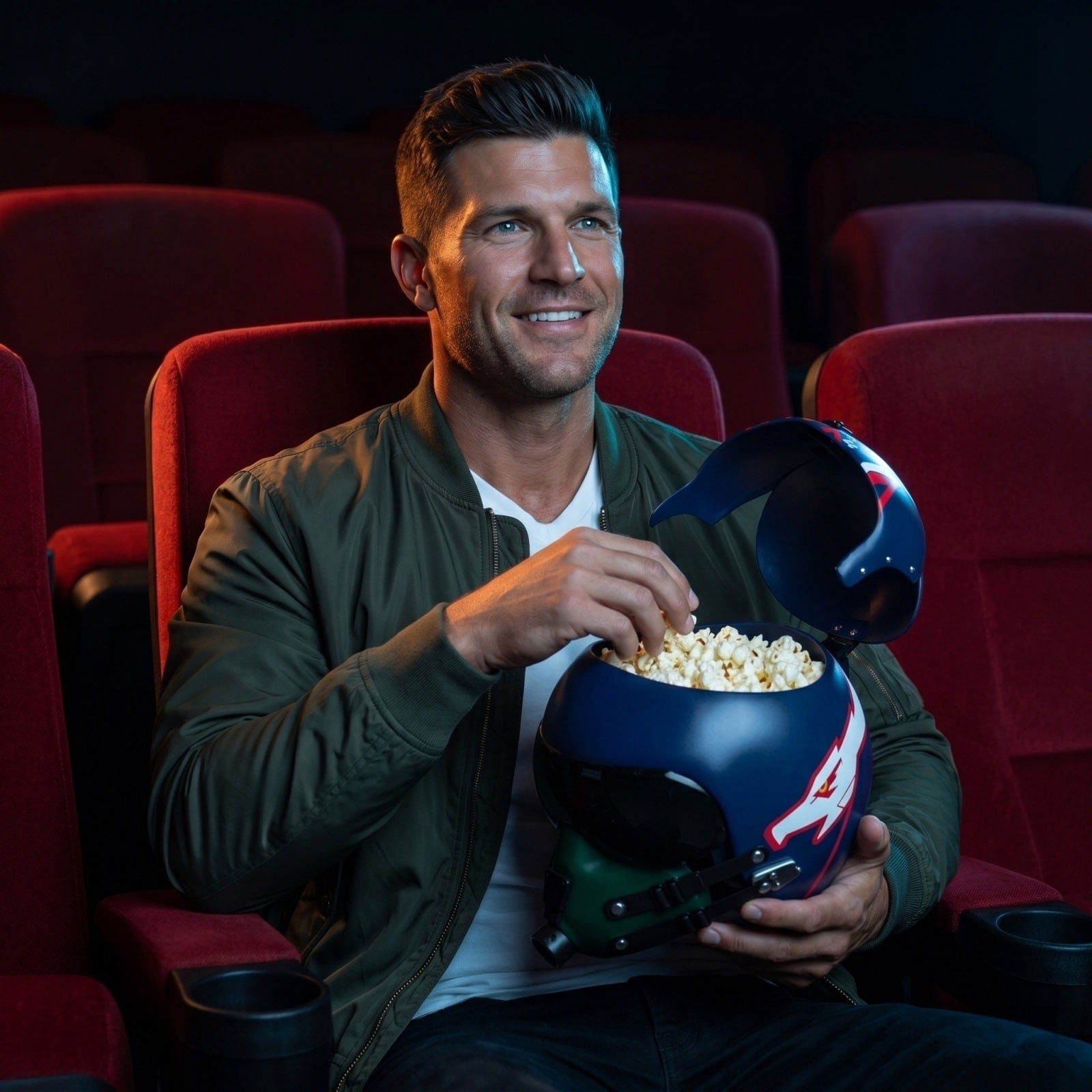 Top Maverick Pilot Helmet Popcorn Bucket, Top Pilot 40th Anniversary Collectible Snack Containers with Authentic Pilot Helmet Design for Movie Night Home Theater and Party Supplies