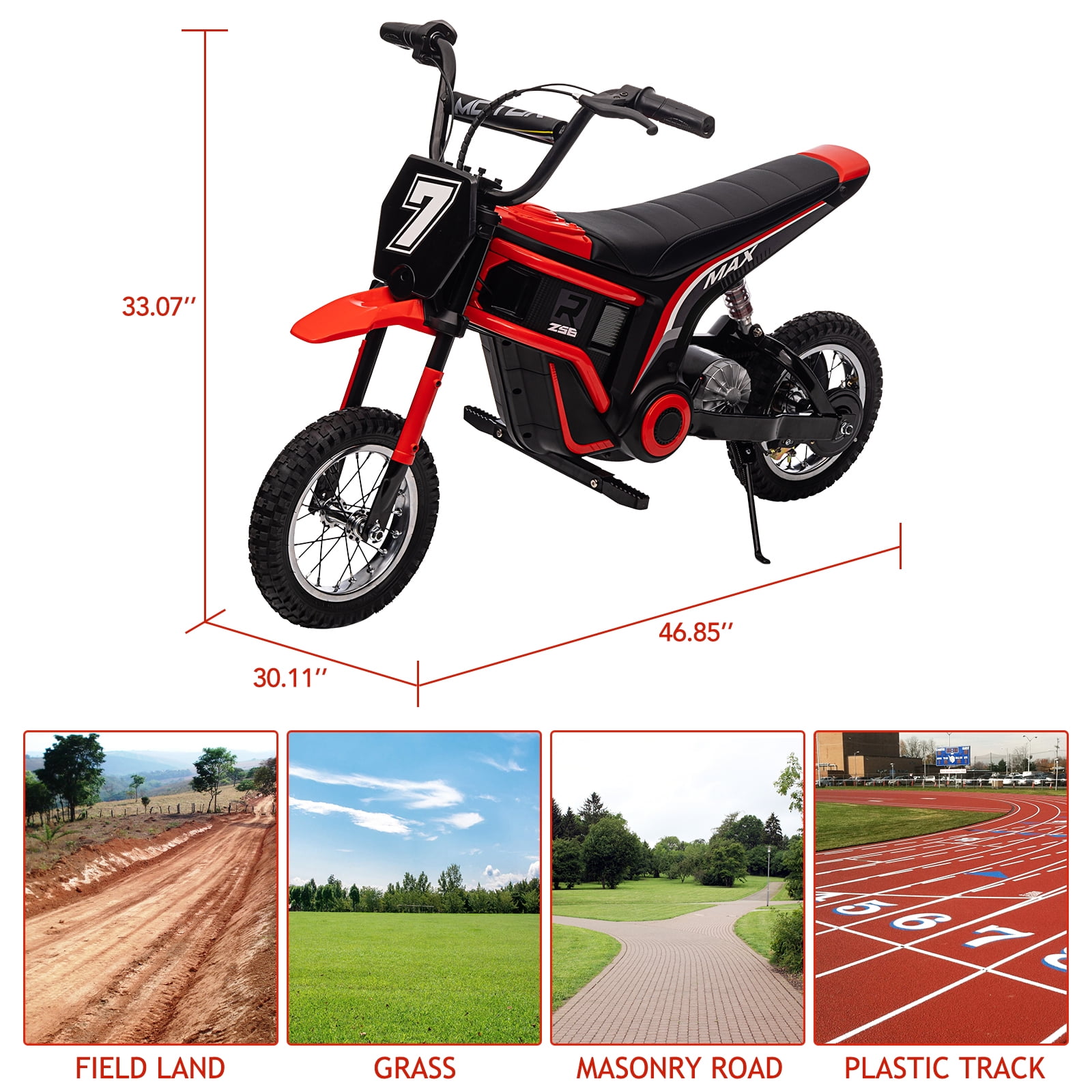 24v 350w Electric Dirt Bike for Kids Ages 8-12, 15 MPH, 2 Speed Modes, 135 Lb Weight Capacity