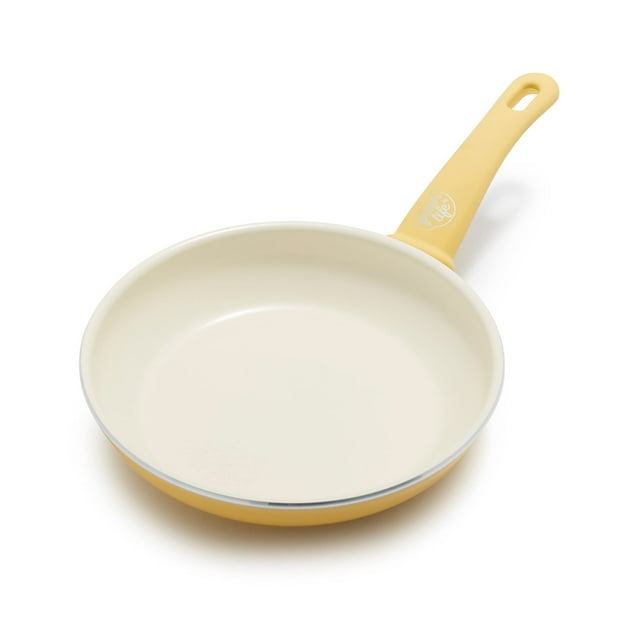 GreenLife Soft Grip Healthy Ceramic Nonstick, 8" Frying Pan Skillet, PFAS-Free, Dishwasher Safe, Yellow