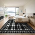 thumbnail image 3 of ODIKA 9'x12' Washable Area Rug Checkered Boho Border Doormat Layering Layered Front Plaid Under Refined for Great Room, Indoor Concept, Large Living Low Pile, Flatwoven, 3 of 7