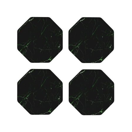 

Tebeau Black Marble Print Set of 4 Leather Drink Coasters Round Cup Mat Pad for Home and Kitchen Use 4 -Octagon