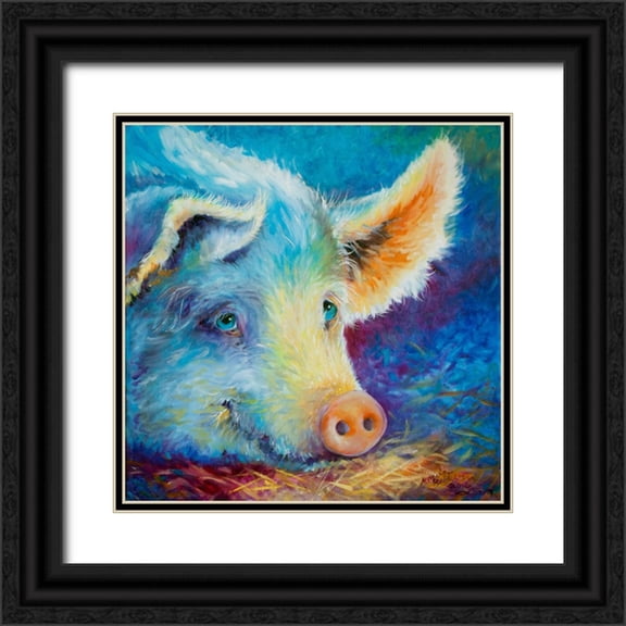 Baldwin, Marcia 12x12 Black Ornate Wood Framed with Double Matting Museum Art Print Titled - Baby Blues Piggy