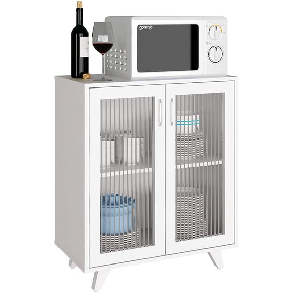 Panana Kitchen Buffet Server Table Accent Sideboard Cupboard Server Buffet Console Table with Doors Cabinet (27inch, White)