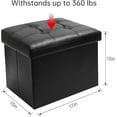 thumbnail image 3 of 17 Inch Folding Storage Ottoman Foot Rest Footstool with Side Pocket,Leather Ottoman Seat for Living Room Bedroom or Dorm,Padded with Thick Sponge,17X13X13in, 3 of 10