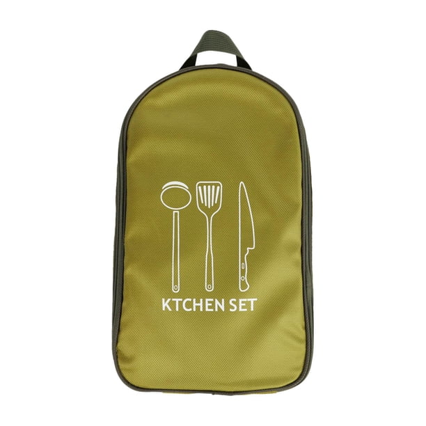 Bolsa organizadora de utensilios de cocina portátil/accesorios, bolsa compacta para vajilla, mochilero para Camping, parrilla, , senderismo, Verde
