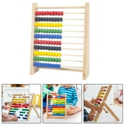 Colorful Abacus Beads Counting Toy 10 Rows Abacus Learn Math, with 100 Beads Counting Kids Counting Toy for Preschool Toddlers S Wood Color