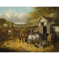 thumbnail image 3 of John Frederick Herring Jr. 14x12 Black Modern Framed Museum Art Print Titled - Horses, Pigs and Ducks in a Farmyard (1853), 3 of 5