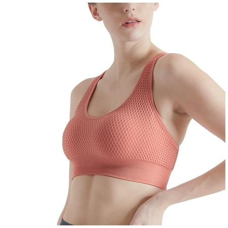 MSJUHEG Sports Bras For Women Bras For Women Sports Bra Women S Cross Back No Steel Ring Outdoor Indoor Running Yoga Bra Vest Top Blouse Removable Padded Bralette Pink S