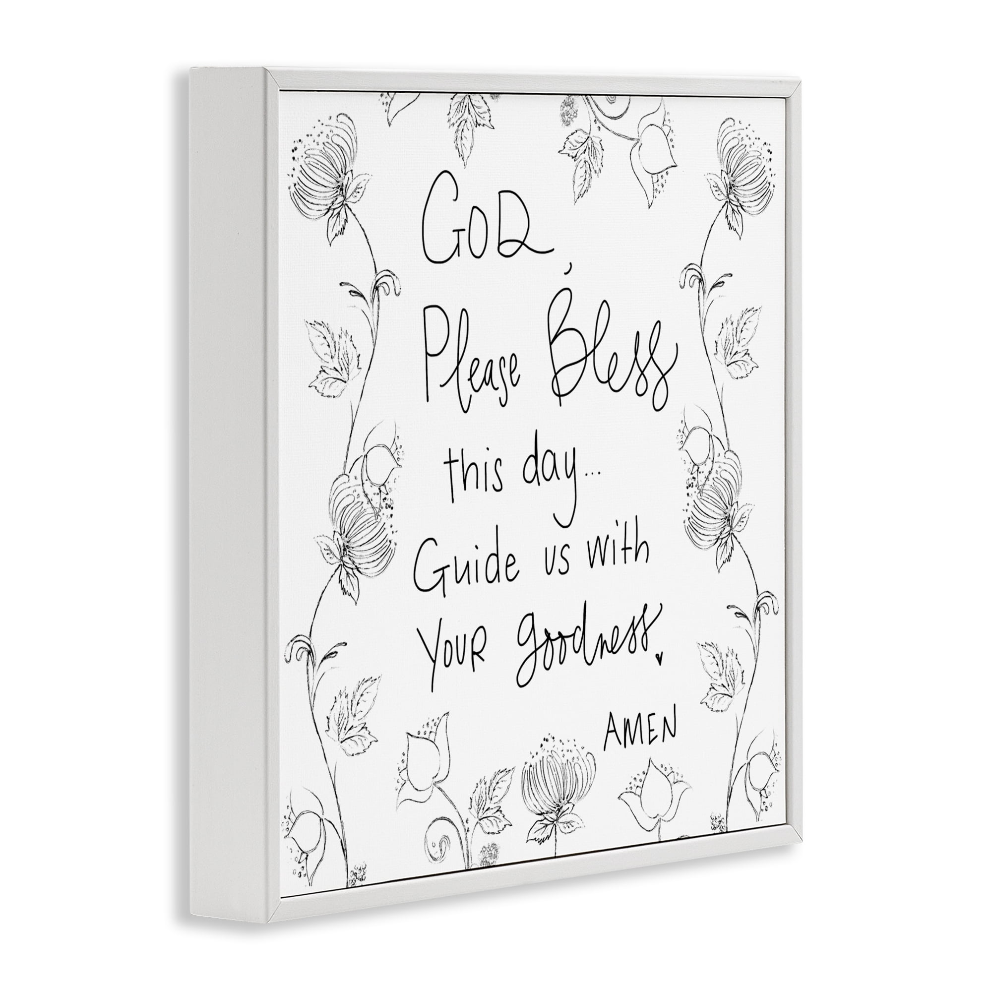 Stupell Industries God Bless This Day White Framed Giclee Art, design by Patricia Pinto