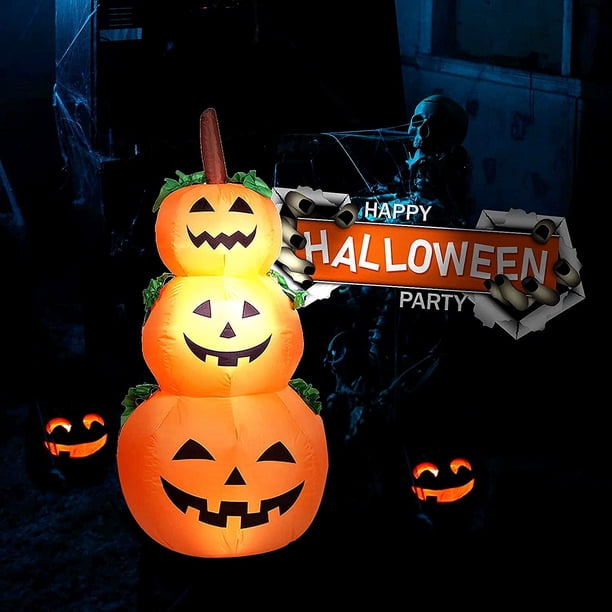 Halloween Inflatables Pumpkin Stack, 4.6Ft Blow Up Yard Decorations ...