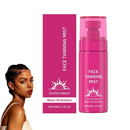 Tanning Antioxidant Face Mist, Streak-Free Sunless Tanning Spray for Face & Neck, Natural Self Tanning Bronzer, Moisturizing Tanner, Hyaluronic Acid
