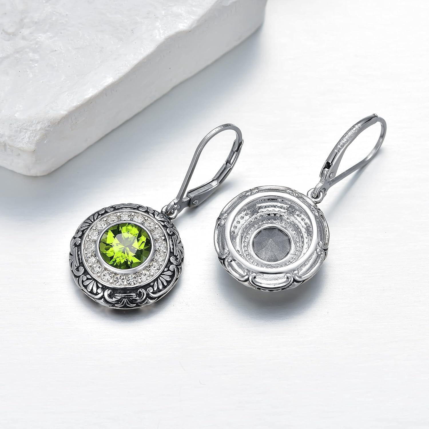 August Birthstone Earrings 925 Sterling Silver Created Peridot Dangle Drop Earrings for Women Birthday Anniversary Jewelry for Women