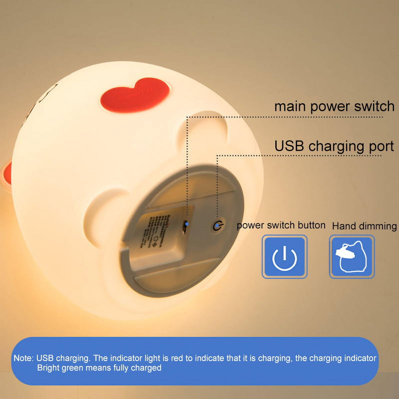 Children Night Light LED Cute Silicone Cat Lamp Lighting Modes/USB Rechargeable/Timing Off Remote&Tap Control Night Light for Kids Nursery Baby Bedroom Living Room Birthday Gift