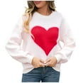 thumbnail image 2 of DailyTrove Women's Heart Print Sweater, Long Sleeve, Casual Date & Festival Wear, Soft Wool Blend, Plus Size Friendly, 2 of 5