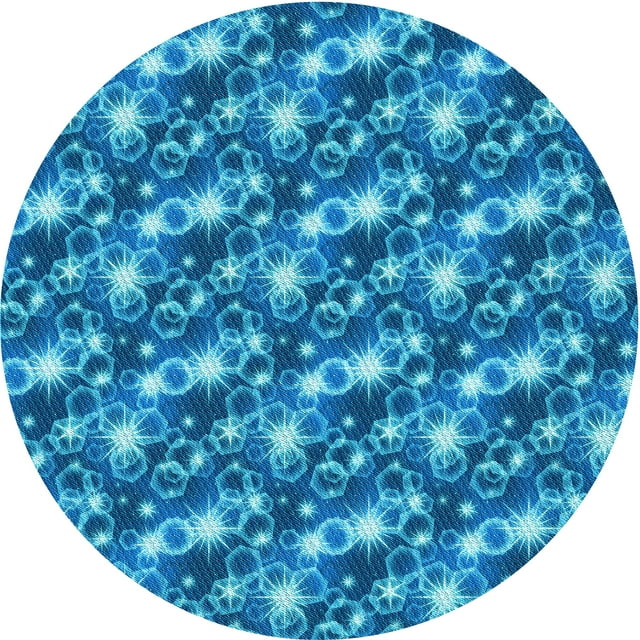 Ahgly Company Tapis d'Intérieur Ronds Transitionnels Lavables à la Machine, Turquoise Vif, 3 Pi Ronds