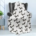 thumbnail image 4 of Dachshund Soft Flannel Fleece Throw Blanket, Pattern Lines with Sausage Dog Looking Different Directions, Cozy Plush for Indoor and Outdoor Use, 50" x 70", Dark Taupe Grey White, by Ambesonne, 4 of 5