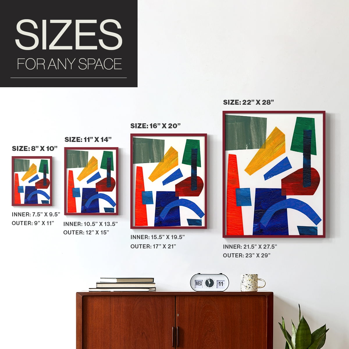Colorful Shapes I in Paper Solid Wood 11 x 14 Framed Print