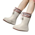 thumbnail image 4 of Yuncity Rain Boots For Girls Boys Mid Calf Boots School Outdoor Play Comfortable Non- Casual Teen Age 8-14 Shoes Footwear Beige 8-9 Years, 4 of 5