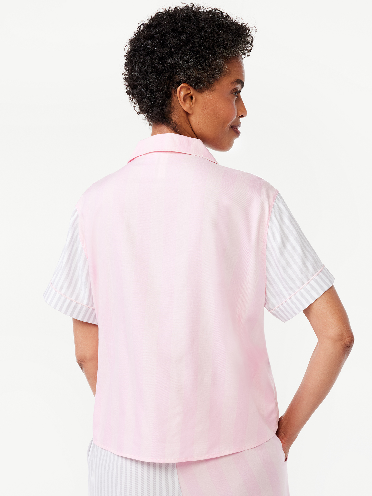 Joyspun Women's Woven Notch Collar Pajama Top, Sizes S to 3X - image 2 of 5