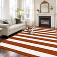 thumbnail image 3 of Burnt Orange Stripe Large Area Rugs for Bedroom Living Room, Soft Non Slip Carpet Bedside Rug, Farmhouse Striped Abstract Art Rectangular Floor Cover Kitchen Accent Rug 5'x7' for Dining Room/Office, 3 of 9