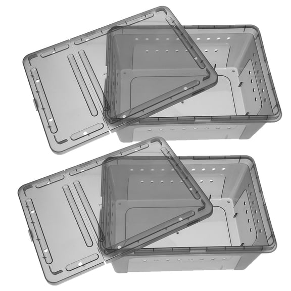 WHAMVOX 2pcs Reusable Reptile Breeding Boxes Snake Habitat Animal Feeding Containers