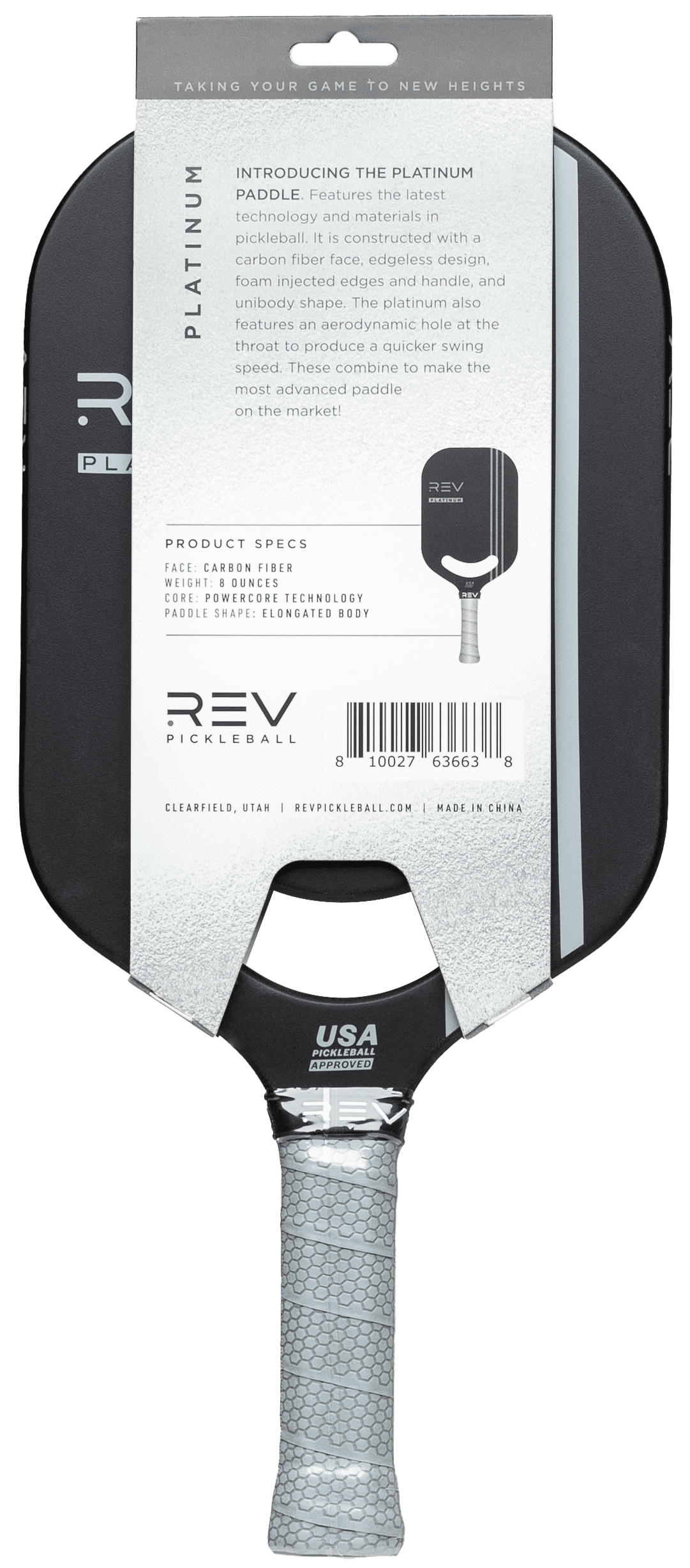 (2 pack) REV Platinum Edgeless Pickleball Paddle, Carbon Fiber Face, Polypropylene Honeycomb Core, 8oz, Black