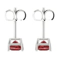 thumbnail image 4 of 2 ct Push-Back Stud Earrings for Women | 5.5mm Princess Cut Natural Garnet | 18K White Gold, 4 of 5