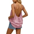 thumbnail image 2 of hoksml Women's Thin Strap Open Back Tie Tank Top, Loose Fit Sleeveless Casual Top for Summer Beach Vacation, 2 of 5