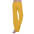 thumbnail image 3 of ManxiVoo Women High Waist Cargo Pants Flared Leggings with Pockets Stretchy Workout Casual Trousers S Size Yellow, 3 of 6