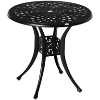 CoSoTower 30" Round Patio Dining Table with Umbrella Hole, Antique Cast Aluminum Outdoor Bistro Table Only, Black