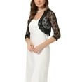thumbnail image 4 of Allegra K Women's Crop Cardigan 3/4 Sleeve Sheer Floral Lace Shrug Tops, 4 of 5