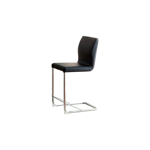 Benzara BM131341 Lodia II Contemporary Counter Height Chair with Black PU - Set of 2