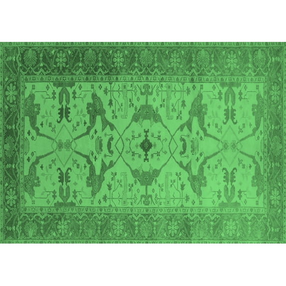 Ahgly Company Indoor Rectangle Oriental Emerald Green Traditional Area Rugs, 3' x 5'