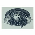 thumbnail image 1 of Ethnic Cutting Board, Woman Portrait with Occult Motifs Bird Blooming Rose Background, Decorative Tempered Glass Cutting and Serving Board, Small Size, White and Dark Blue, by Ambesonne, 1 of 1