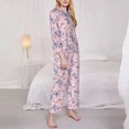 thumbnail image 3 of Honeii Butterfly print Women's Pajama Sets Long Sleeve Button Down Sleepwear Nightwear Soft Pjs Lounge Sets-Small, 3 of 7