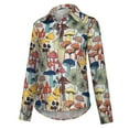 thumbnail image 5 of Tejiojio Women Clothes Clearance Fashion Women Print Casual Long Sleeve Turndown Collar Button Shirt Tops, 5 of 9
