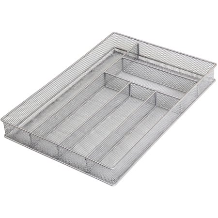 Silver Mesh Cutlery Holder In-drawer Utensil Flatware Organizer/tray Size 16 By 11-1/4 By 2 Inches 1132 (6-compartment Large), Use a variety of steel mesh.., By YBM HOME