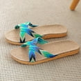 thumbnail image 6 of Anuirheih Slip on Sandals Women,Womens Fashion Anti-slip Linen Home Indoor Open Toe Flat Shoes Beach Slippers(Blue), 6 of 6