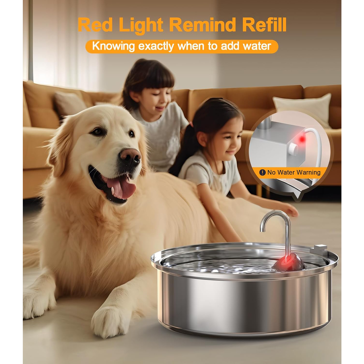 Oneisall Large Dog Water Fountain, Stainless Steel photo 4