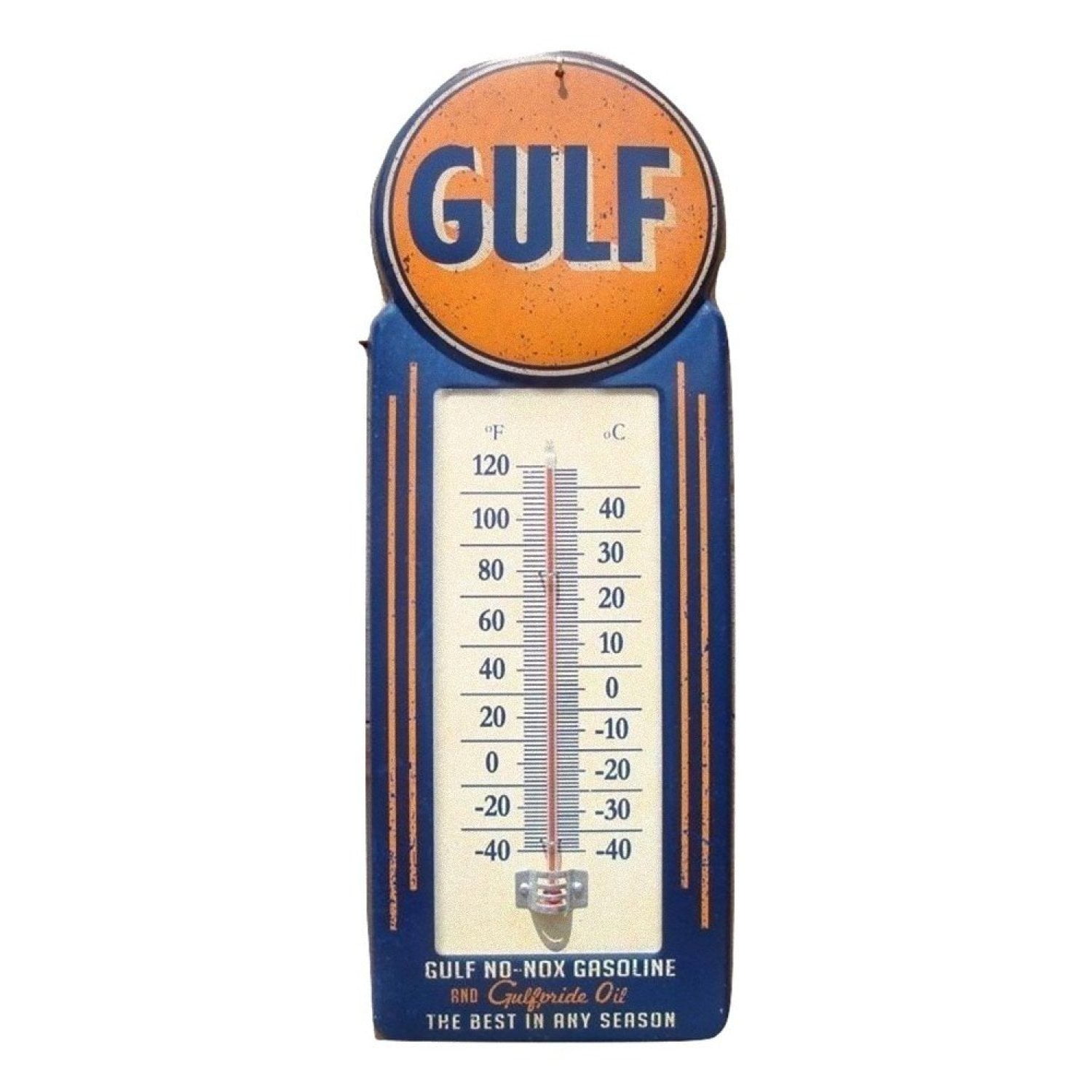 LARGE 15 GULF NONOX Gasoline and Oil Vintage Style Thermometer Sign