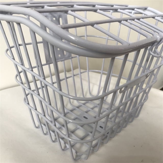 Bike Front Basket Iron Wire Bike Basket Front And Rear Bike Basket Bike Storage Basket Electric Bike Basket All Metal Tube Bike Front And Rear White Hanging Decorative Bike Basket
