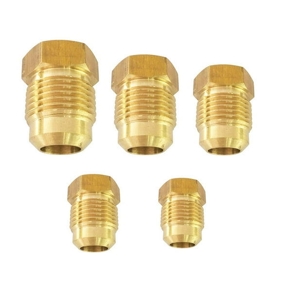 Raccord en Laiton SAE 45 Degrés Bouchon de Joint Assortiment Kits, 1/4 Pouces 5/16 Pouces 3/8 Pouces 1/2 Pouces 5/8 Pouces Tube OD(5 Pcs)