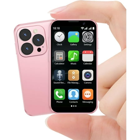 Mini Phone 3G Unlocked Small Smartphone with 2GB+16GB, 3.0" HD Touch Screen,Dual SIM, Pocket Cellphone, Best Gift for Kids, Mini Phone for Kids - Pink